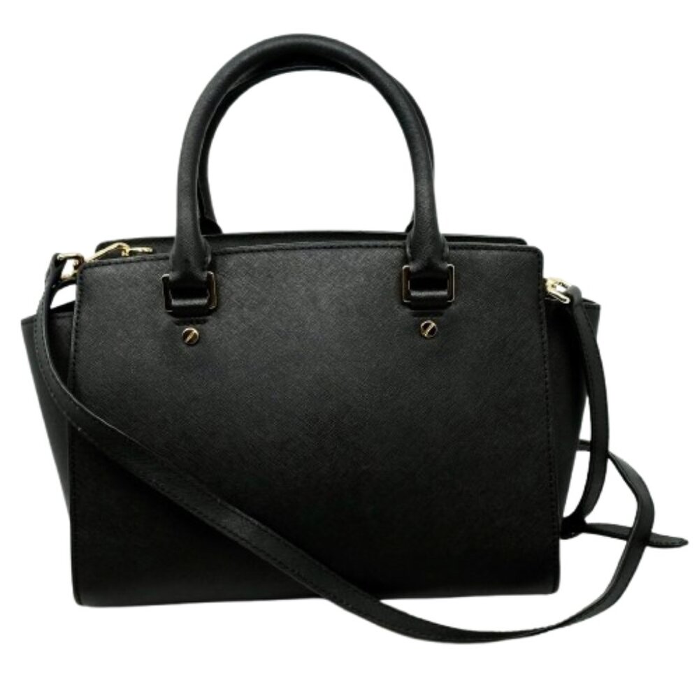 MICHAEL KORS~Selma~BLACK SAFFIANO LEATHER SATCHEL CROSSBODY BAG - Picture 4 of 6